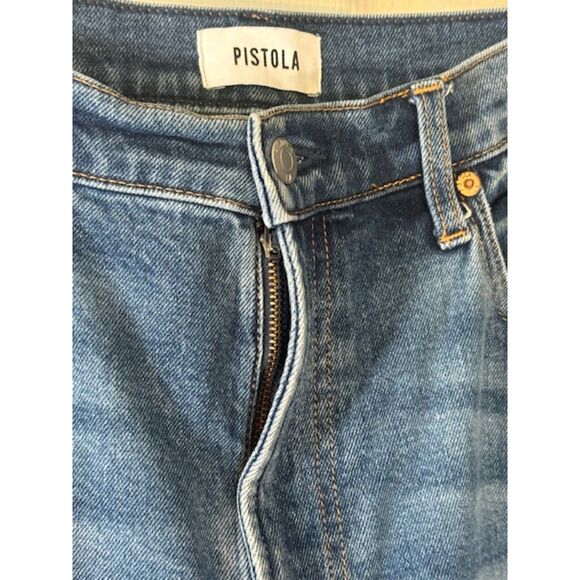 Pistola Eli High Rise Barrel Jeans 31 Augustus Wash Cropped Arched Leg - Picture 6 of 11